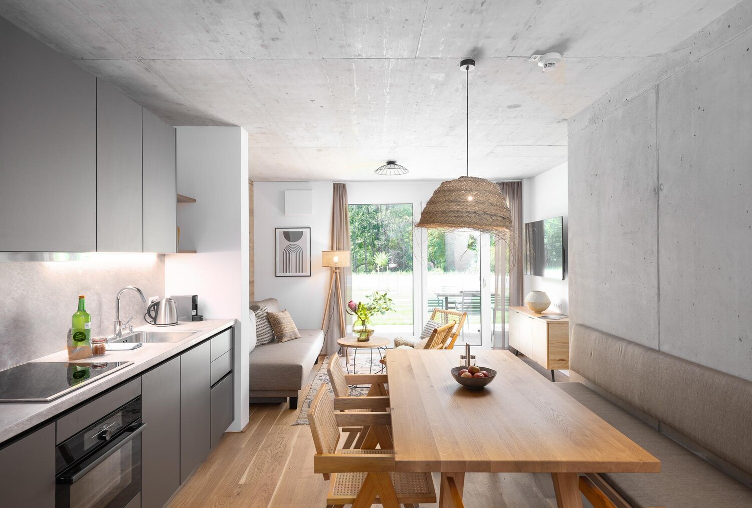 Modern open-plan kitchen and living area